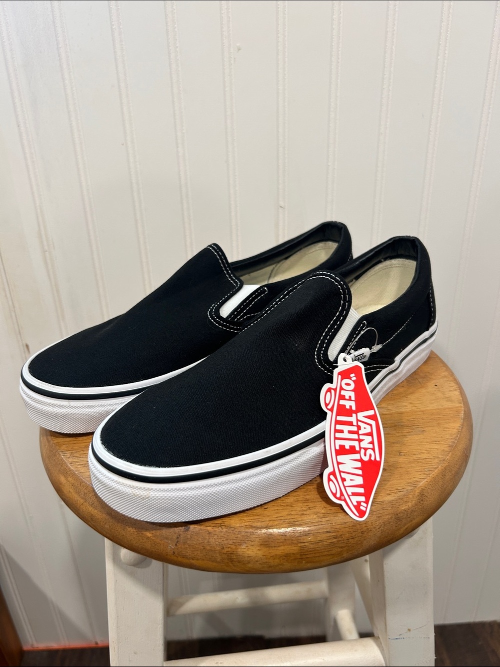 NWT Vans black slip on sneakers size 10.5